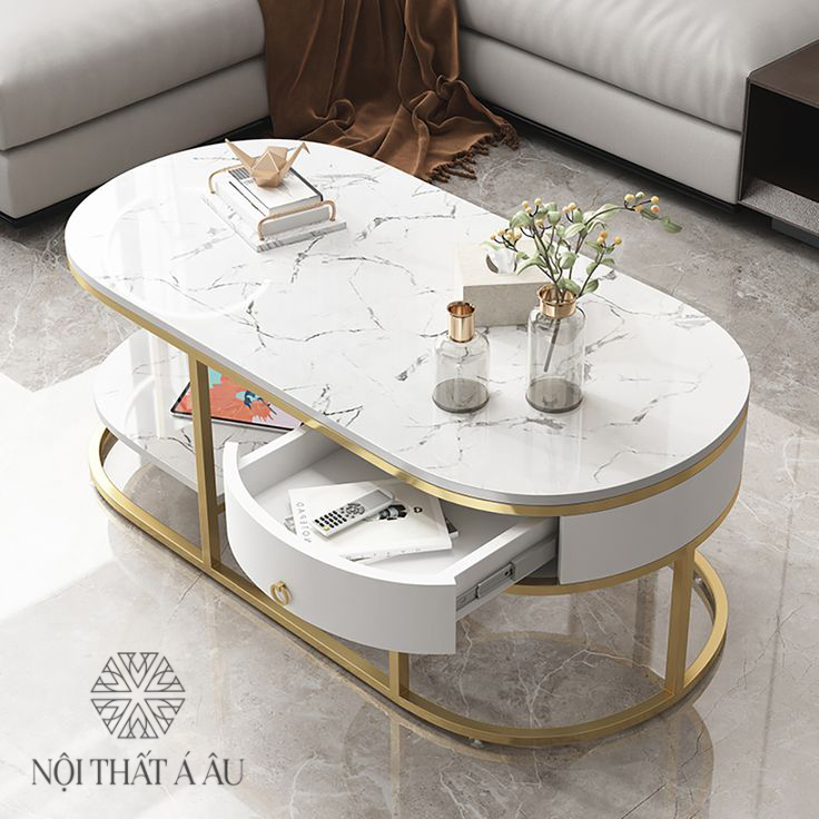 Modern Marble Coffee Table with Drawers & Shelf in White _ Homary (1)