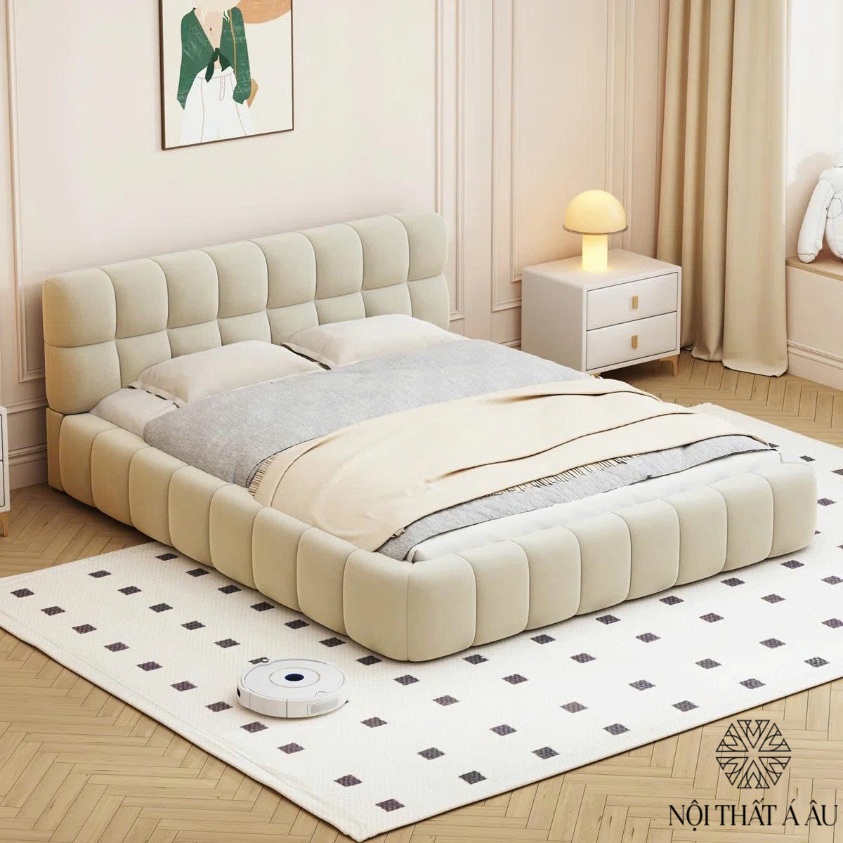 Giường Hiện Đại Bọc Vải Giá Xưởng 