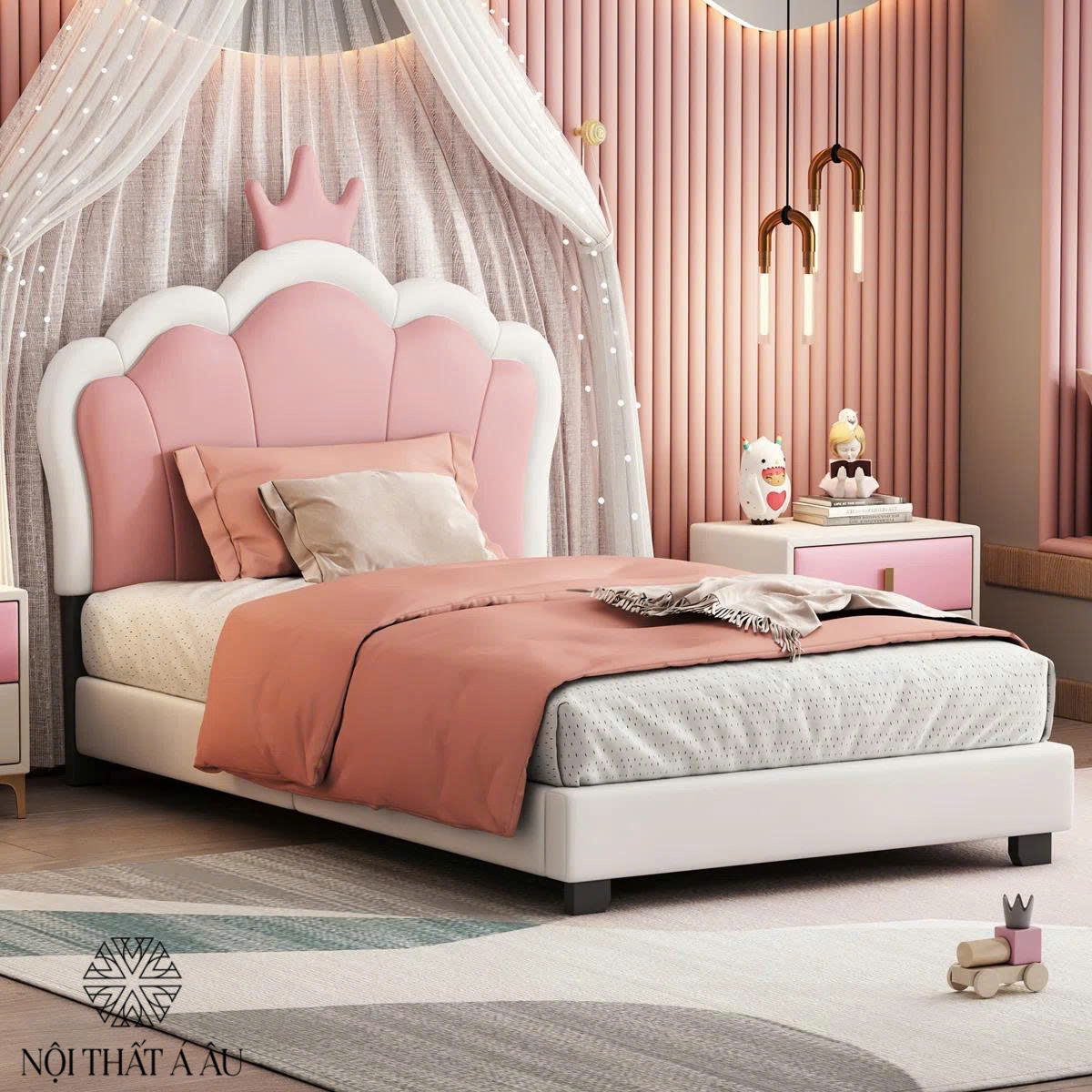 Giường Ngủ Màu Hồng Cho Bé 