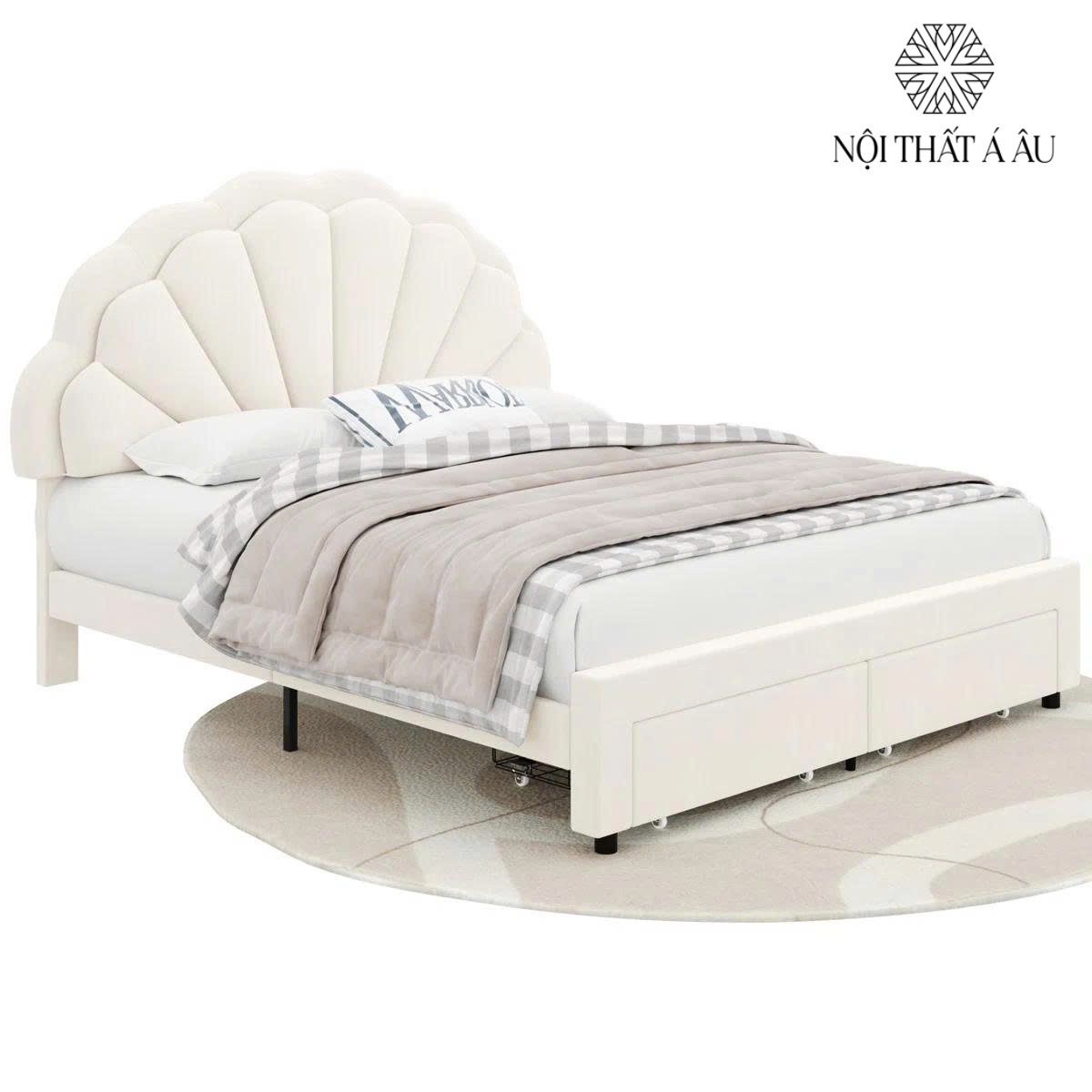 Giường Ngủ Màu Trắng Kem Cho Bé Gái 