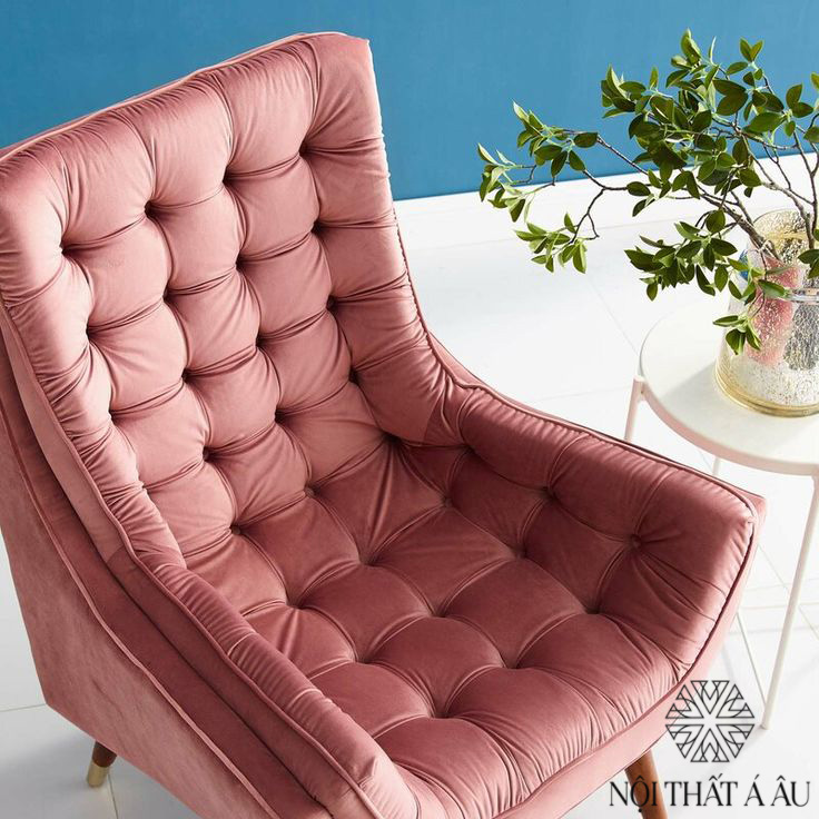 Sofa Bành Nhung Có Nút Thắt Nội Thất Á Âu