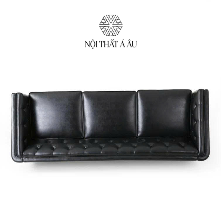 Sofa Da Bò Màu Đen Thanh lịch 