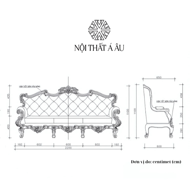 Sofa Dát Vàng Cổ Điển Phòng Khách