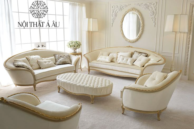 Sofa Tân Cổ Điển Viền Vàng S313 