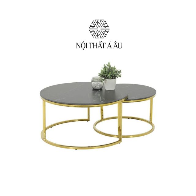 Bàn Trà Đôi Mặt Đá Hình Tròn T104