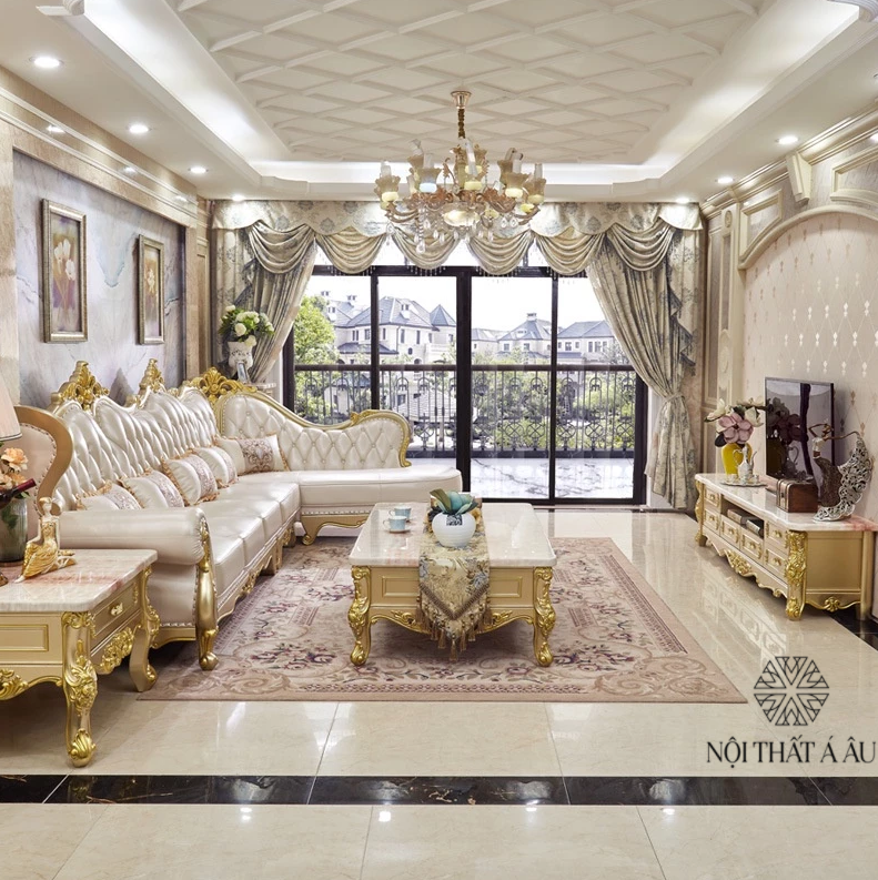 Sofa Góc L Tân Cổ Điển Phong Cách Châu Âu