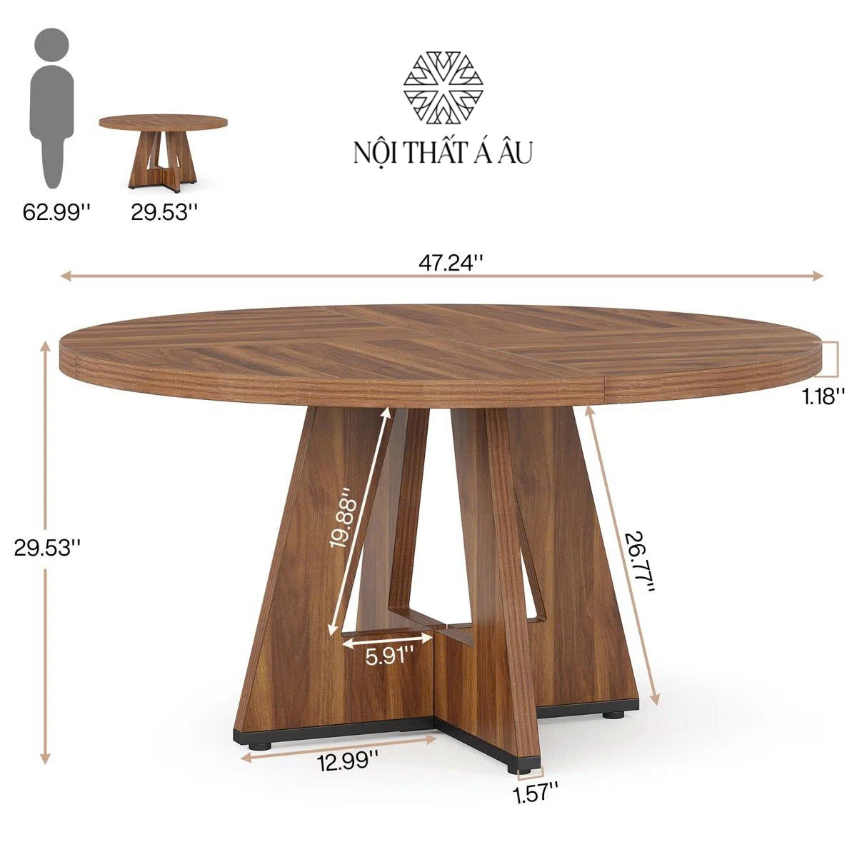 Kích Thước Bàn Ăn Gỗ Tròn Kuuipo T113