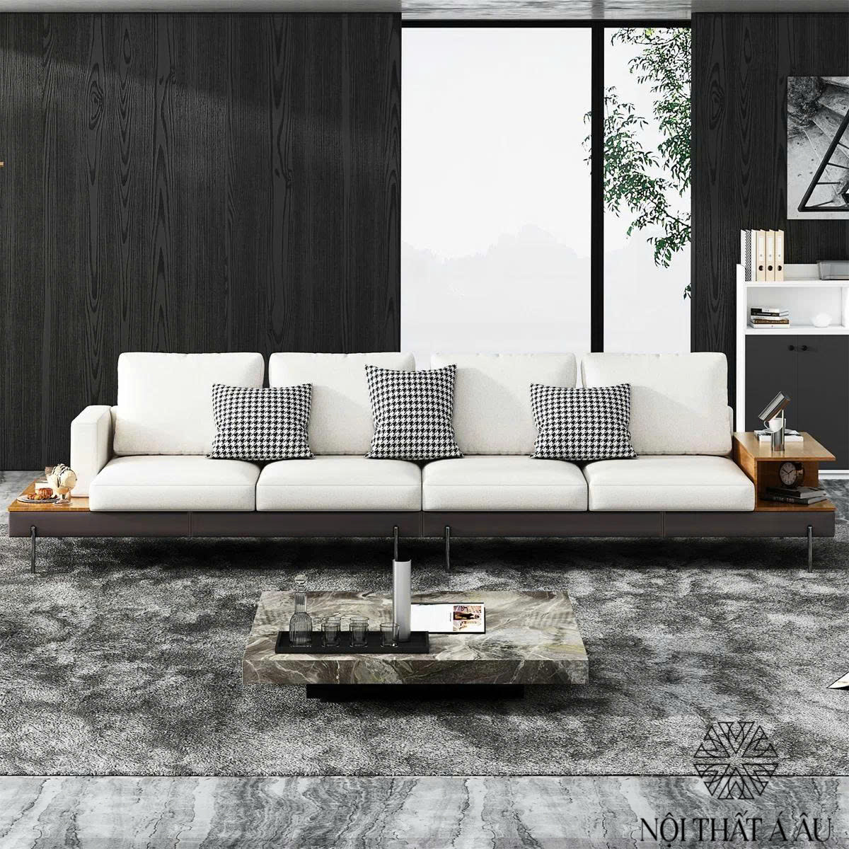Sofa Gỗ Băng Dài Chân Kim Loại S322 Nội Thất Á Âu