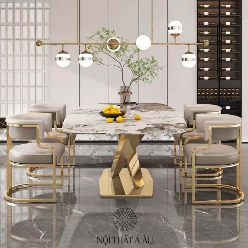 Ghế Ăn Khung Inox Mạ Vàng Sang Trọng