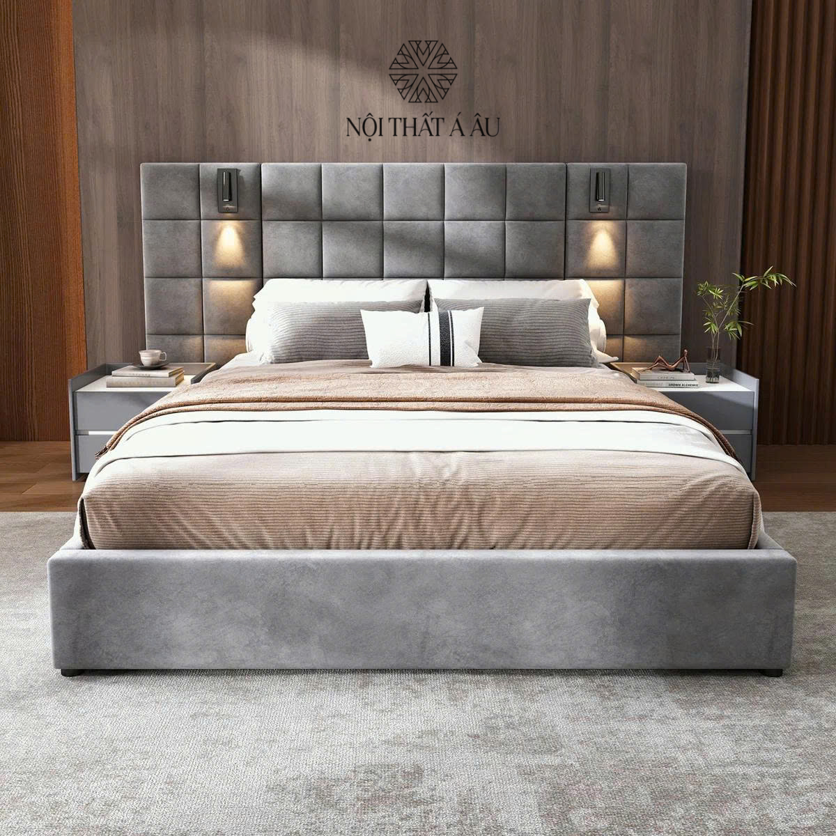Giường Ngủ Ốp Đầu Giường Bọc Nệm