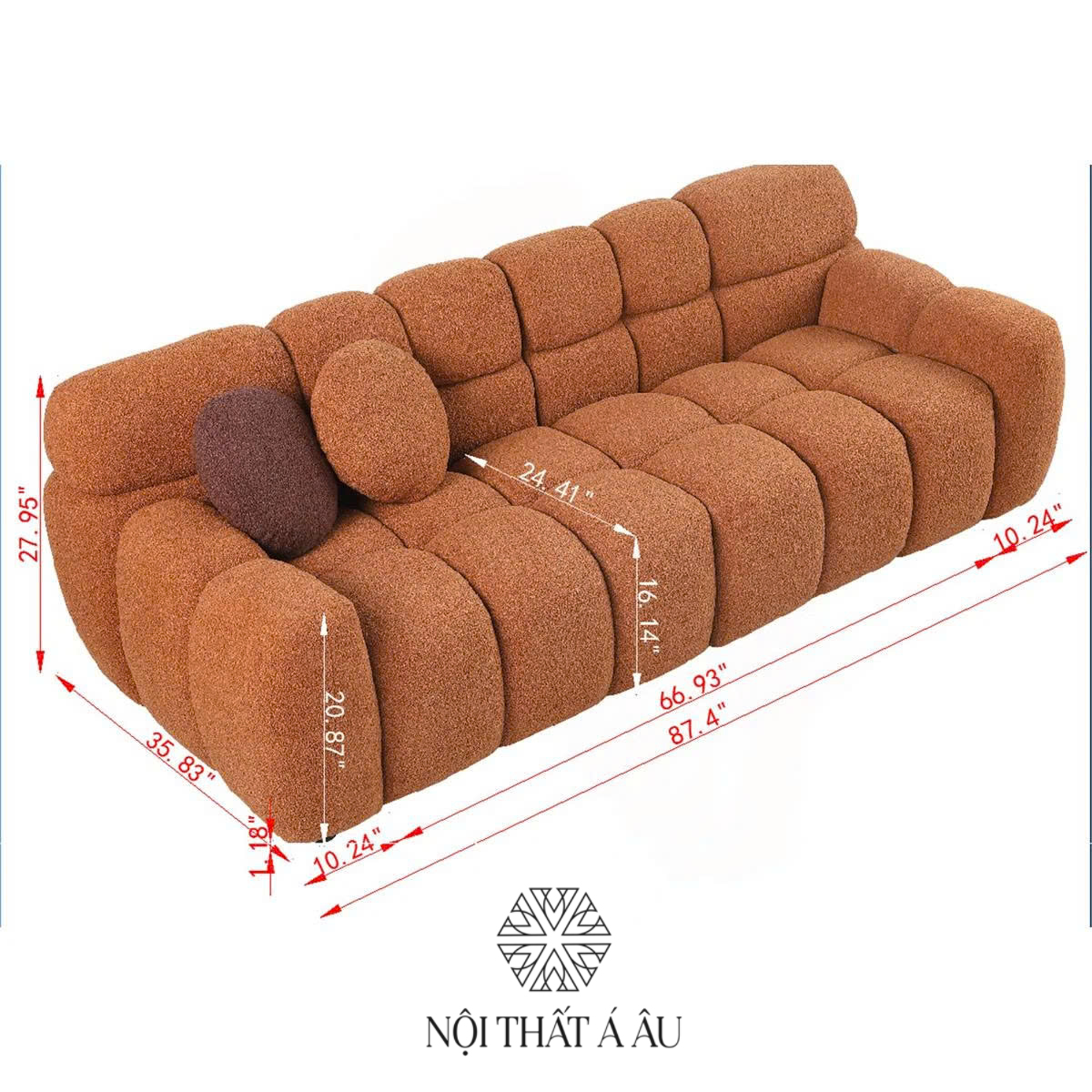 Kích Thước Sofa Bọc Vải Bánh Mì S327