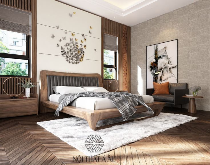 Giường Ngủ Gỗ Sồi Sang Trọng