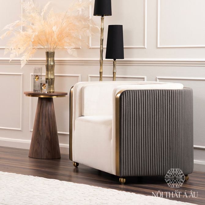 Sofa Đơn Vải Nhung Họa Tiết Lưng Sọc Đẹp