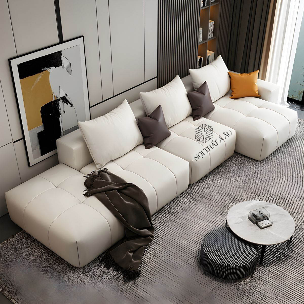 Sofa Góc Bọc Vải Hiện Đại S337 Phòng Khách 