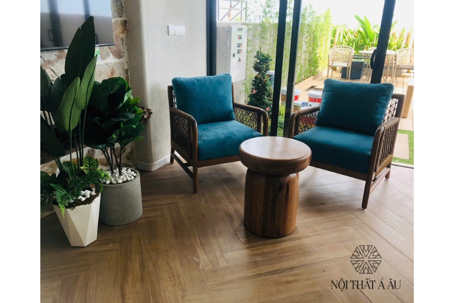 Bàn Ghế Sofa Thư Giãn Đan Dây Khung Gỗ