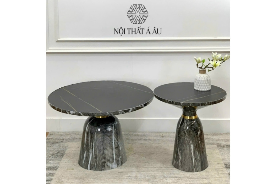 Bàn Trà Decor Mặt Đá Tròn Nhập Khẩu