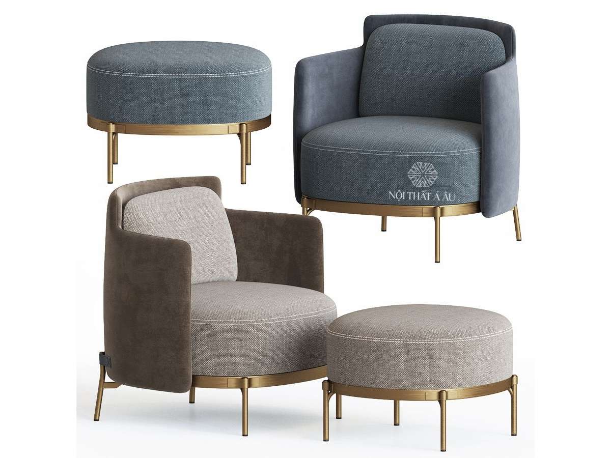 Ghế Sofa Đơn Đọc Sách Kèm Ghế Đôn