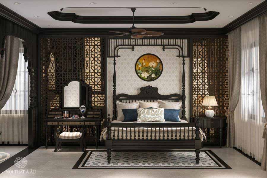 Giường Indochine Truyền Thống Sang Trọng