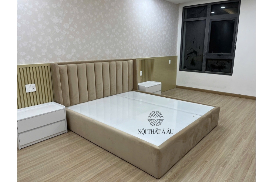 Giường Ngủ Đơn Giản Màu Nâu Kem