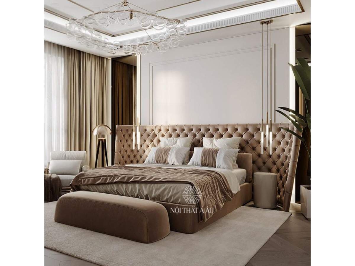 Giường Super King Bọc Da Vách Giường Siêu Lớn