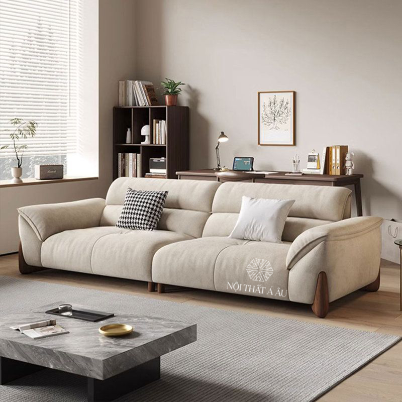Sofa Bọc Vải Nỉ Chân Gỗ Chất Lượng
