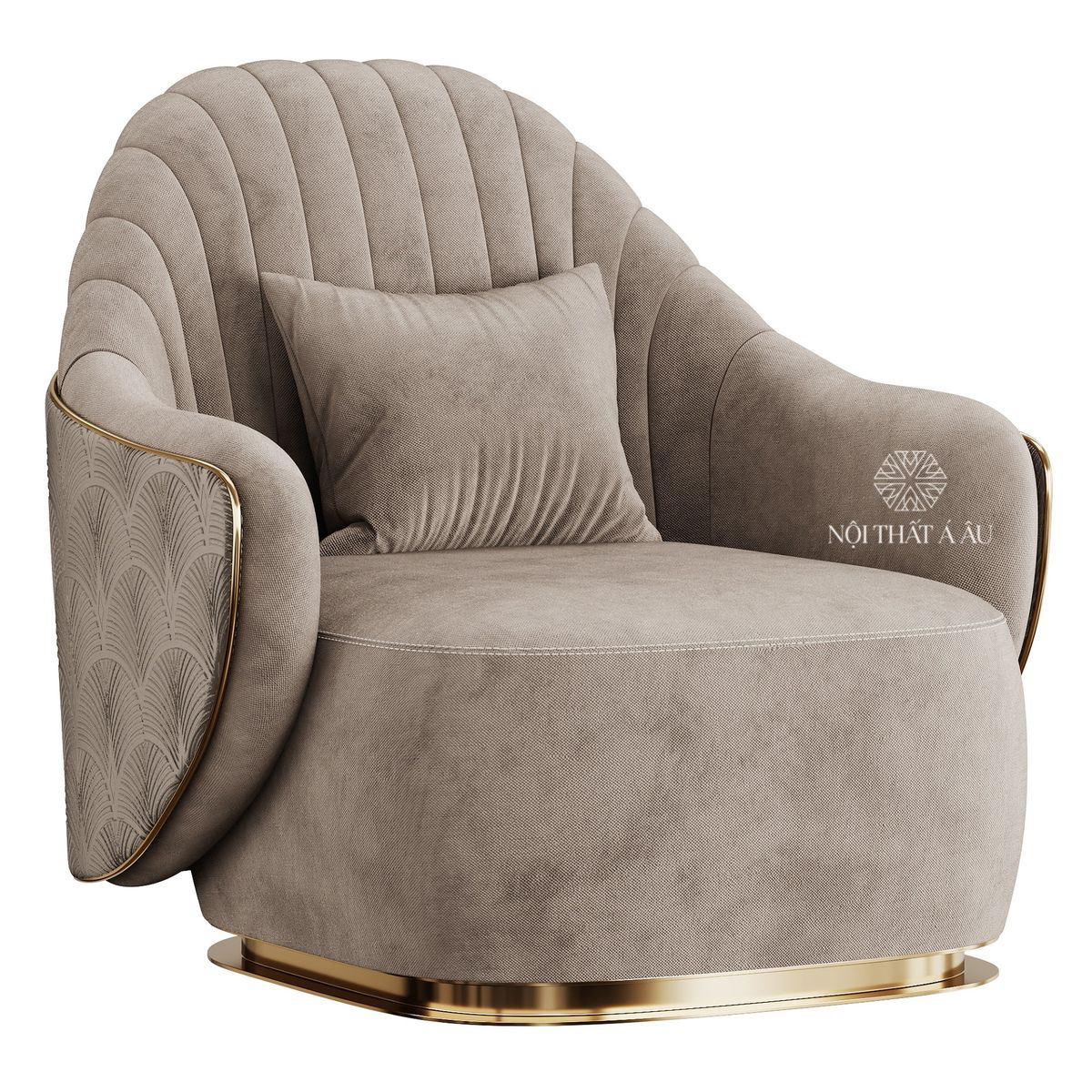 Sofa Đơn Giãn Thư Giãn Chân Inox Mạ Vàng