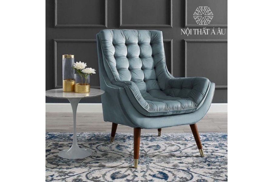 Sofa Đơn Nút Thắt Chân Gỗ Cổ Điển