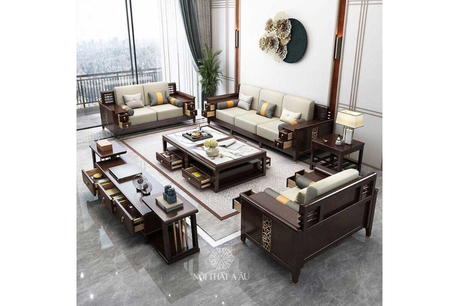 Sofa Gỗ Nguyên Khối Indochine Sang Trọng