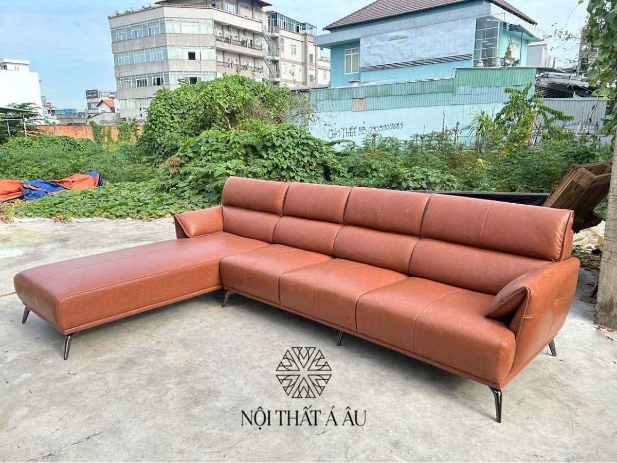 Sofa Góc Bật Đầu Khung Gỗ Tần Bì