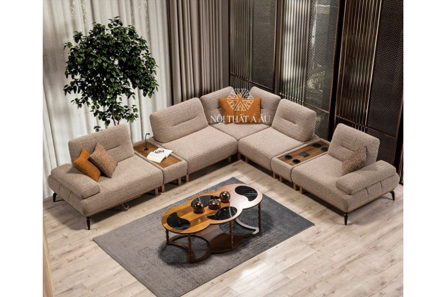 Sofa Góc Nhung Cao Cấp Đa Năng
