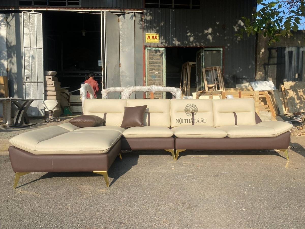 Sofa Góc Chữ L Rộng Rãi Bọc Da 