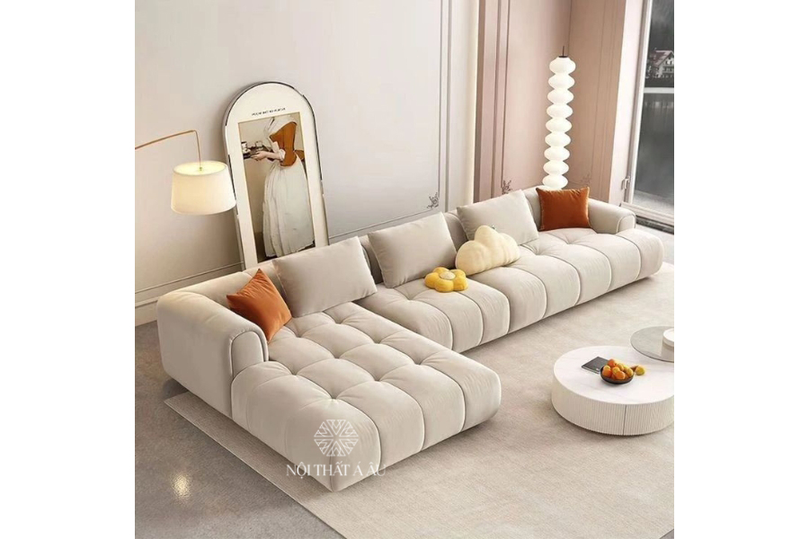 Sofa Góc Đẹp Bọc Vải Nhung Chất Lượng