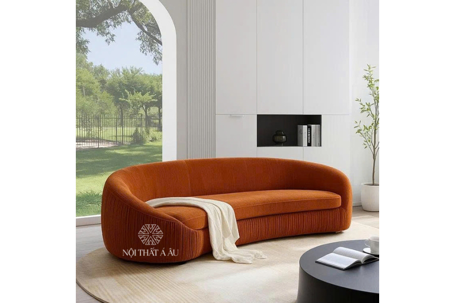 Sofa Nhung Băng Cong Hiện Đại