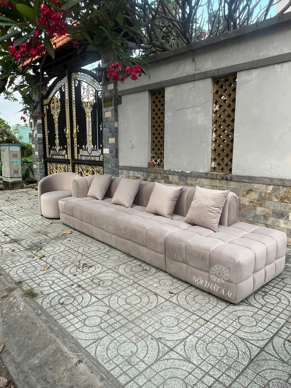 Sofa Nhung Màu Hồng Sang Trọng