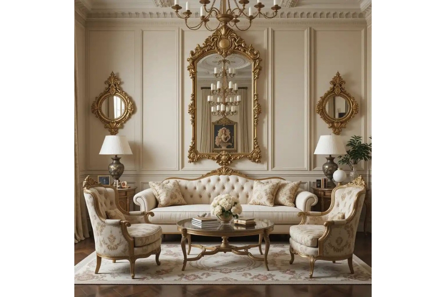 Sofa Nhung Tân Cổ Điển Hoàng Gia Sang Trọng