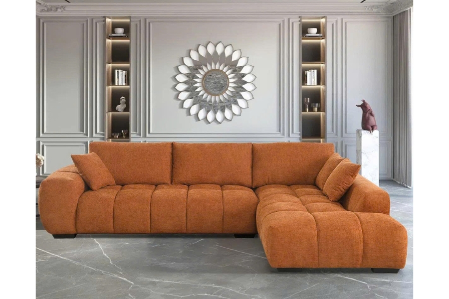Sofa Nhung Thiết Kế Dáng Góc Chữ L