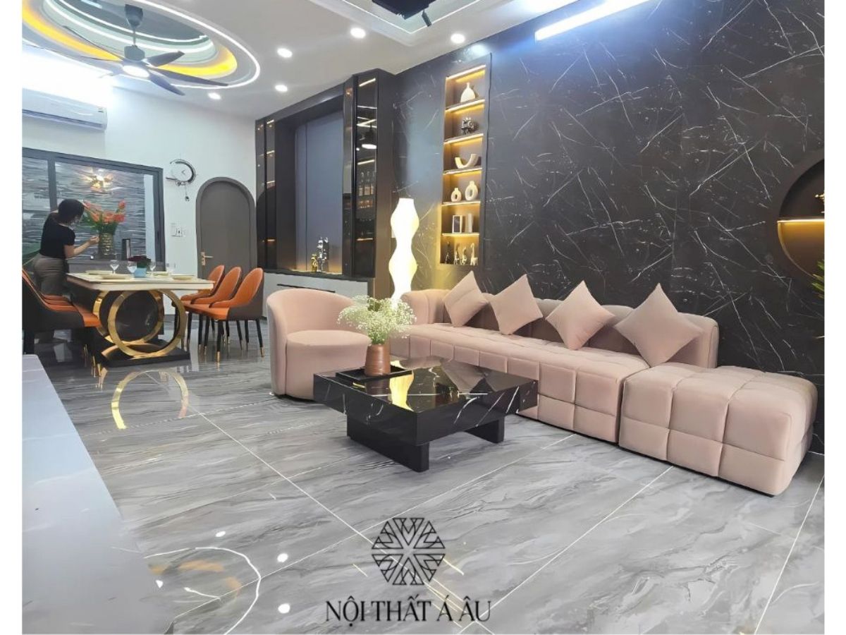 Sofa Văng Bọc Nhung Phòng Khách