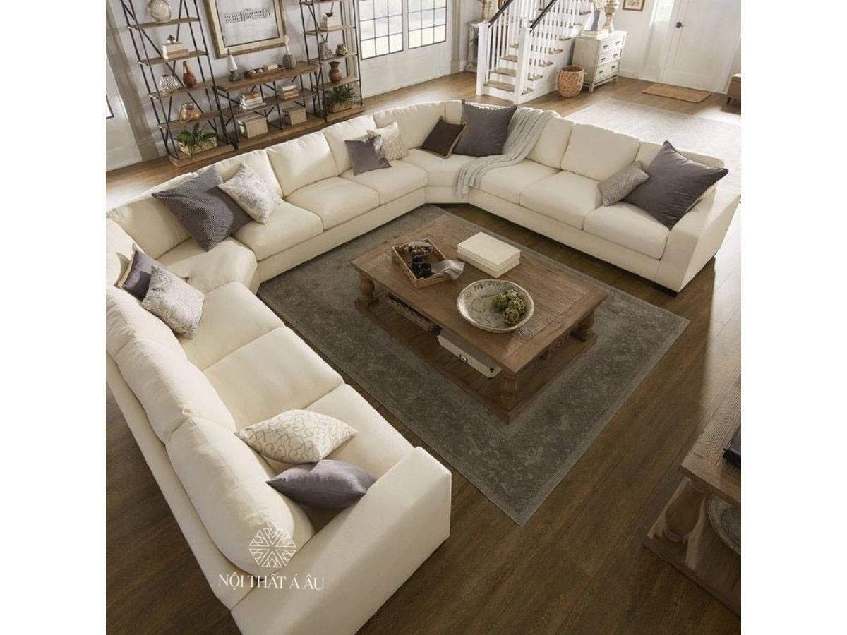 Sofa Chữ U Rộng Rãi Hợp Gia Đình Đông Thành Viên 