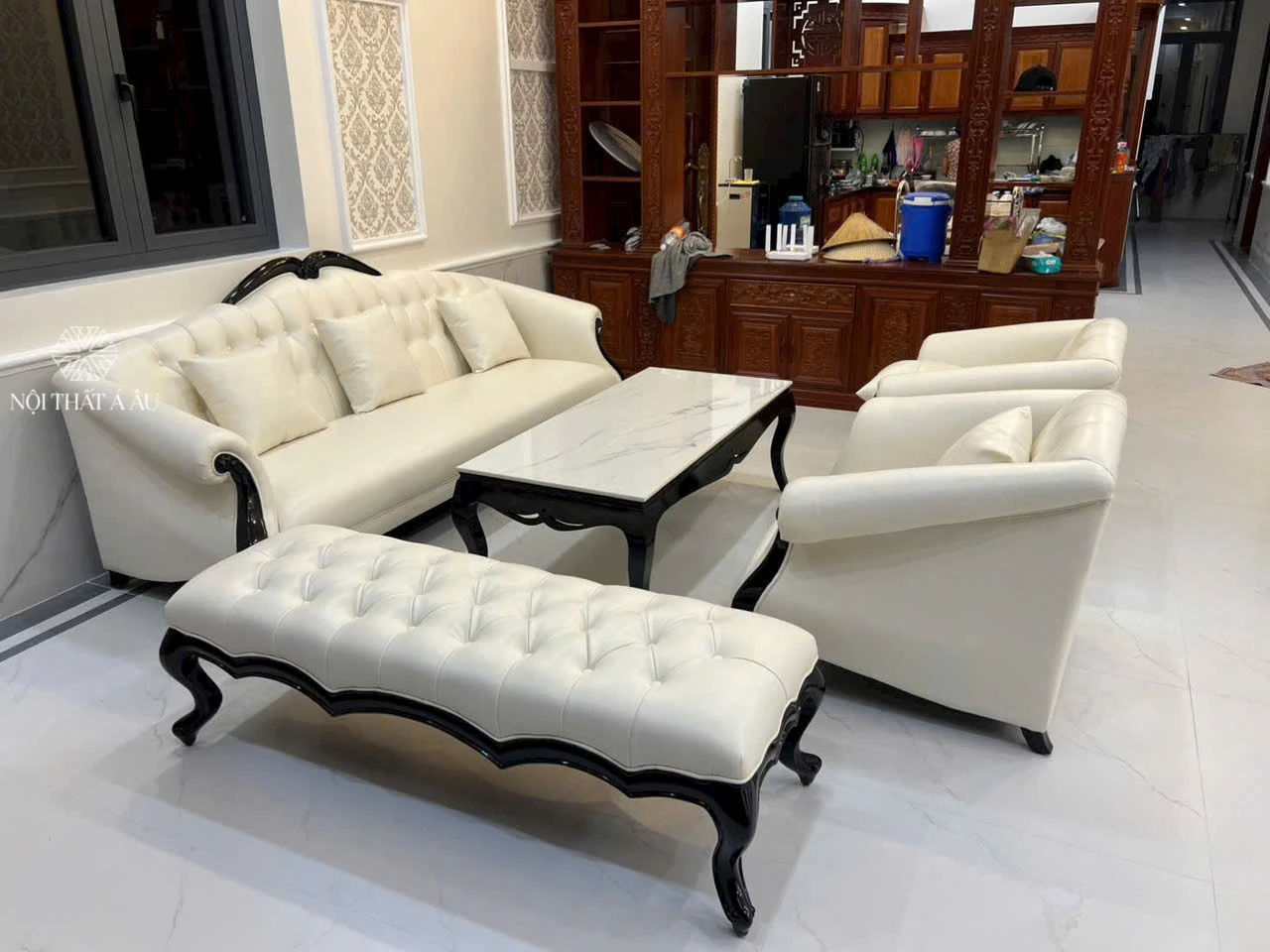 Bộ Ghế Sofa Da Tân Cổ Điển